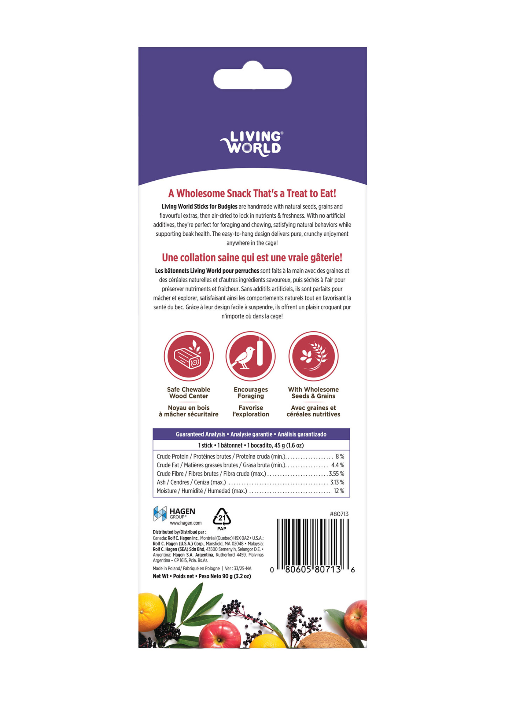 Living World LW Sticks - Budgie Treat - Fruit Melody - 2 pieces - 90 g (3.2 oz)