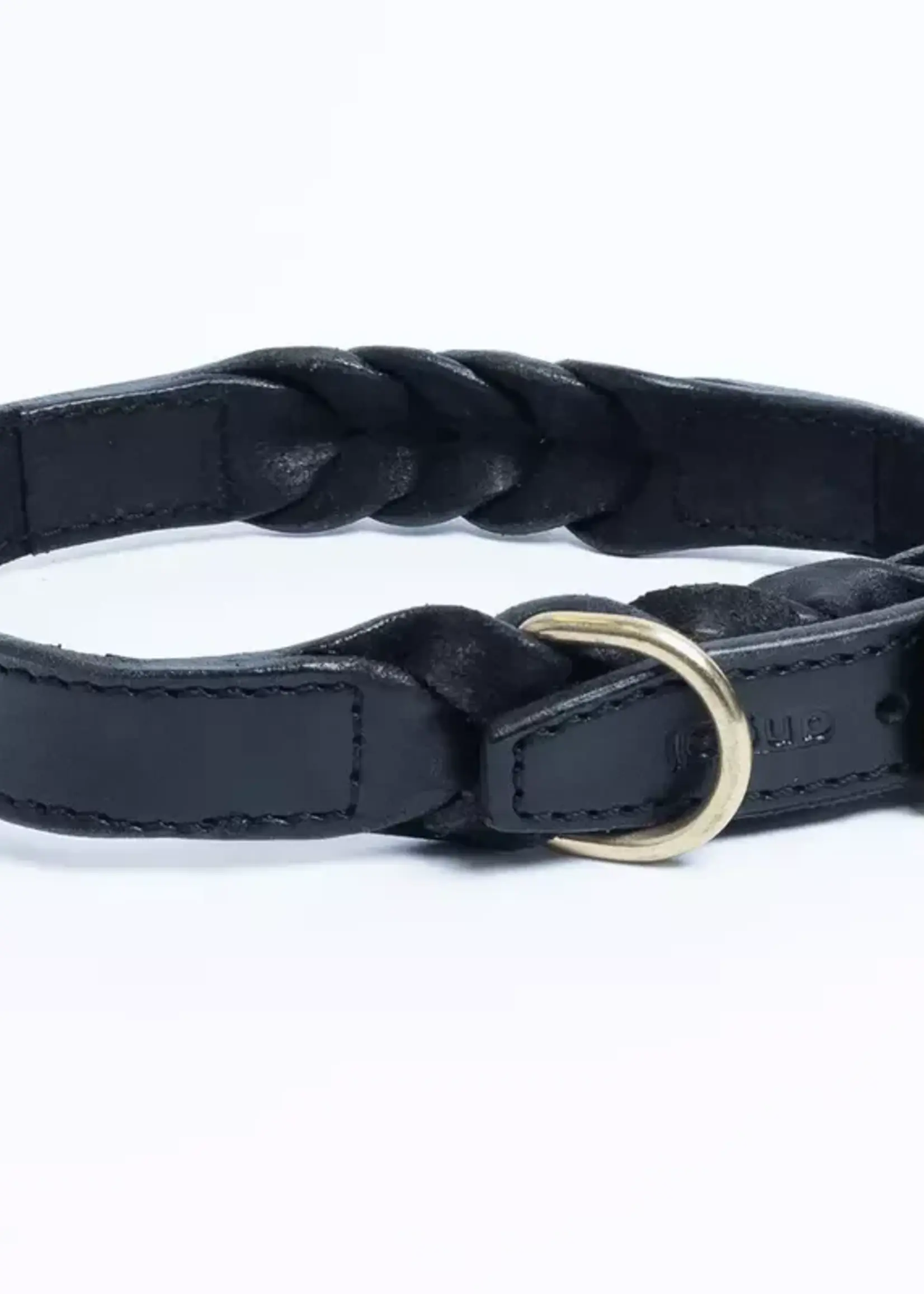 Angel Leather Braided Collar (Black) 28" X 1.5"