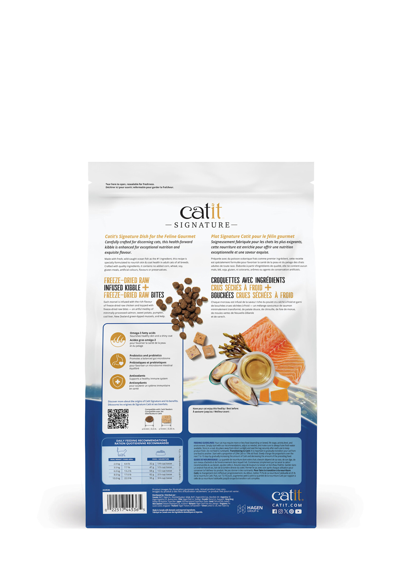 CatIt Catit Signature - Freeze-Dried Raw Nutrition Skin and Coat - Ocean Fish Recipe - 1.8 kg (4 lb)
