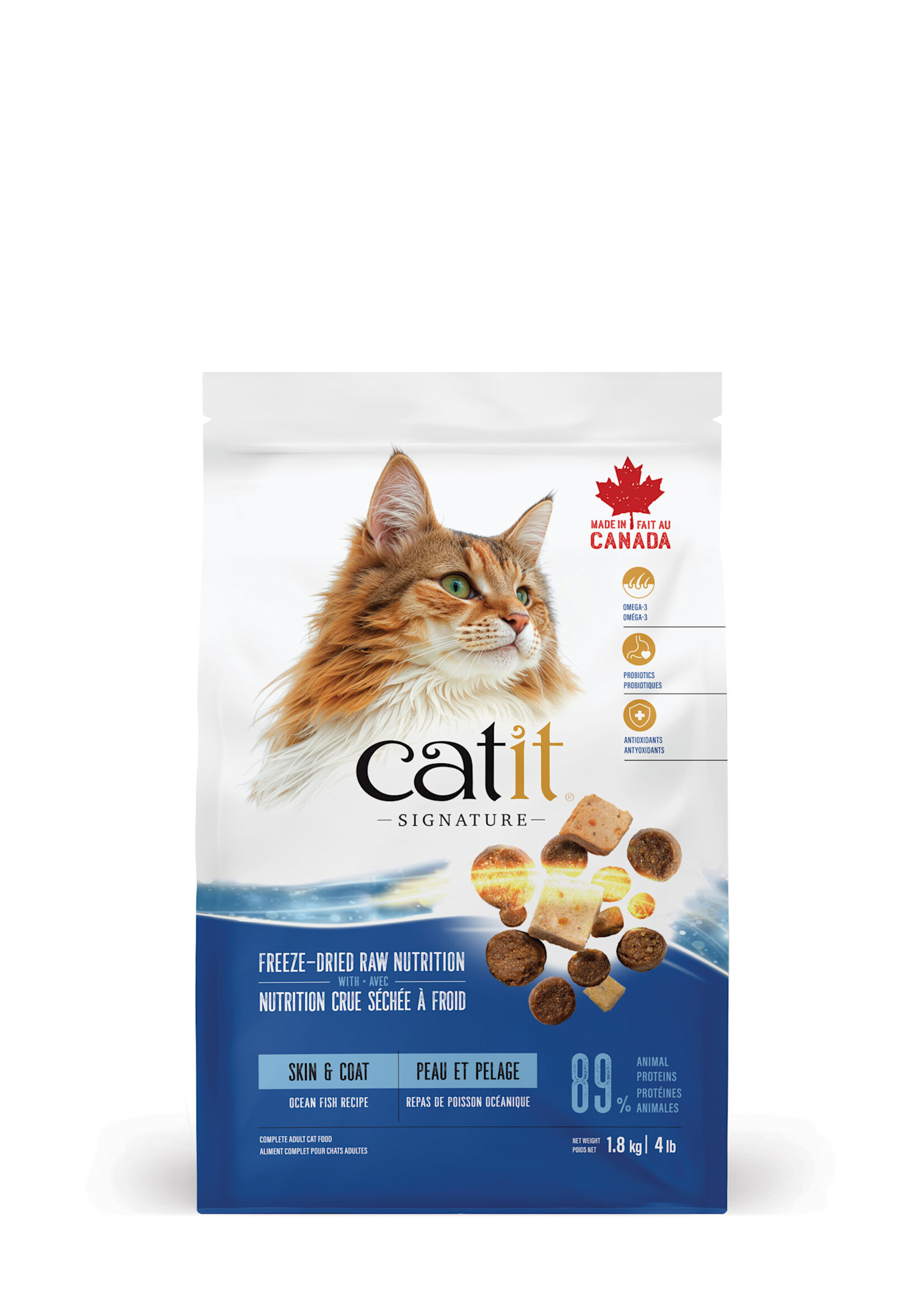 CatIt Catit Signature - Freeze-Dried Raw Nutrition Skin and Coat - Ocean Fish Recipe - 1.8 kg (4 lb)