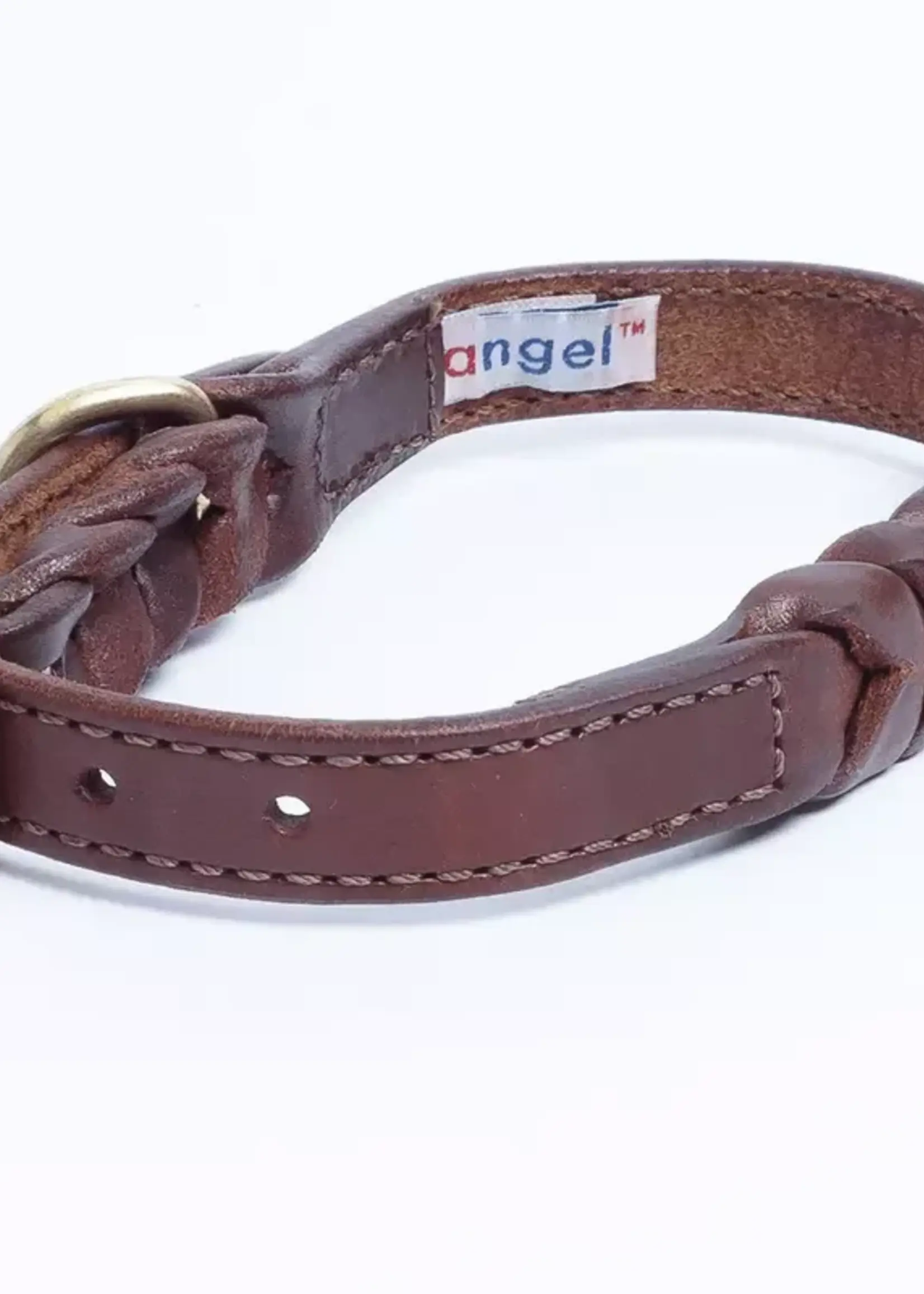 Angel Leather Braided Collar - Brown - 28" x 1.5"