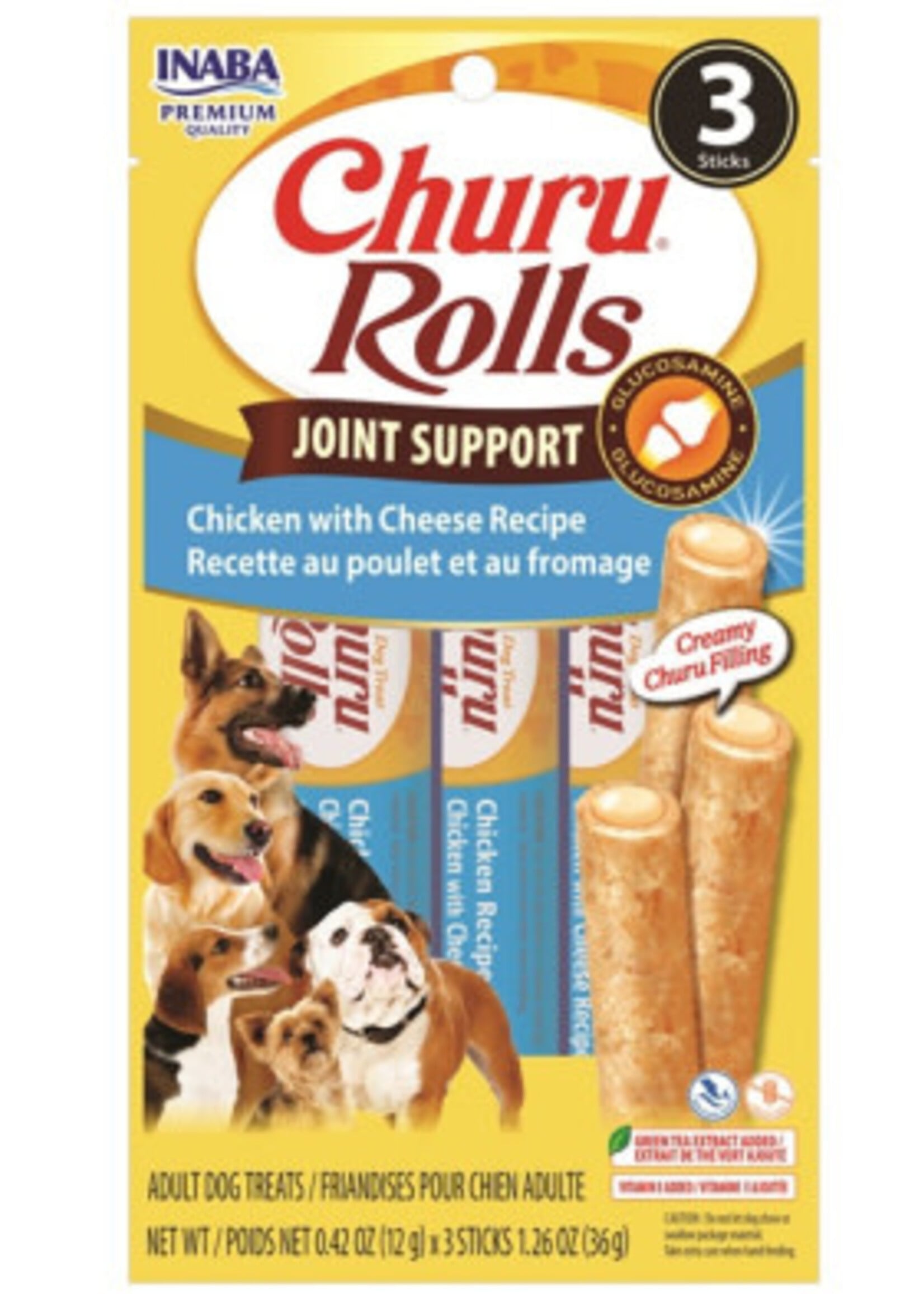 Inaba Churu Rolls Joint Care DOG Ckn/Ches 3pk, 1.26oz