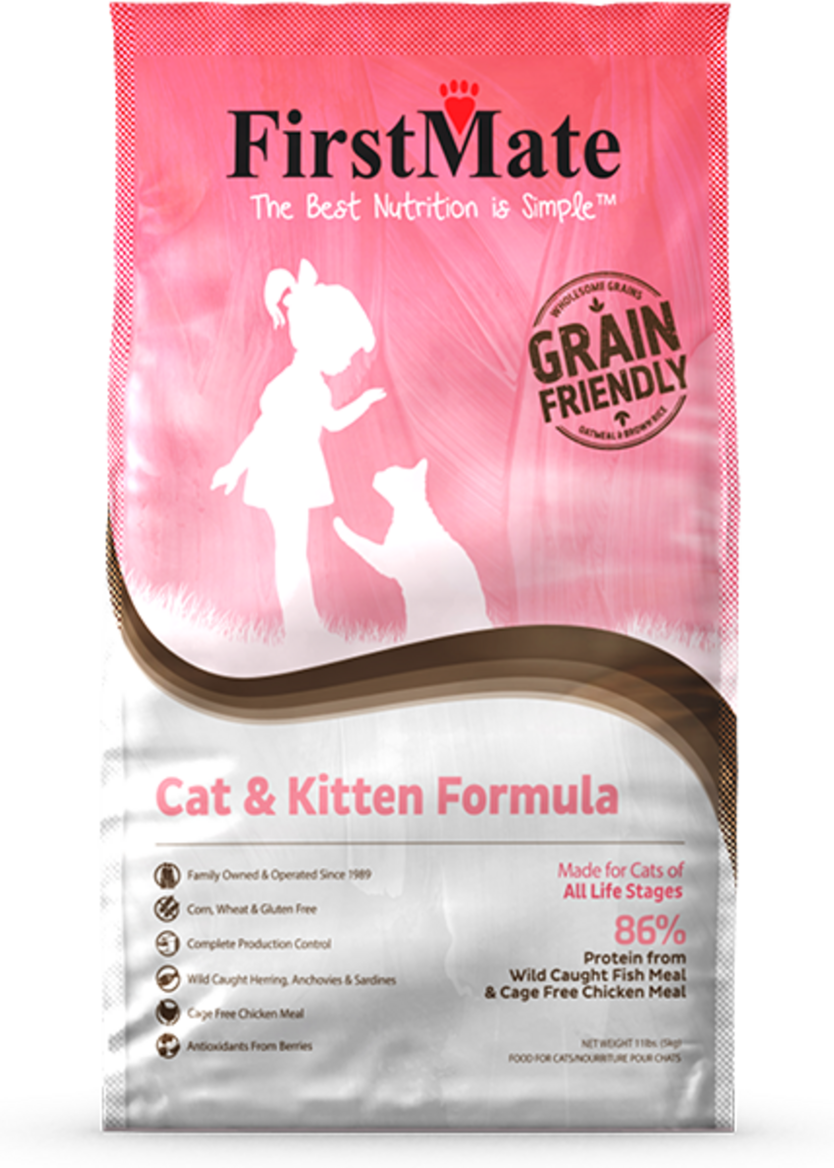 First Mate FirstMate Cat & Kitten Gfriendly Fish/CageFree Chckn 11 lb