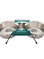 Dogit Stainless Steel Double Dog Diner, Large - with 2 x 1.5L (50 fl oz) bowls and stand Dogit
