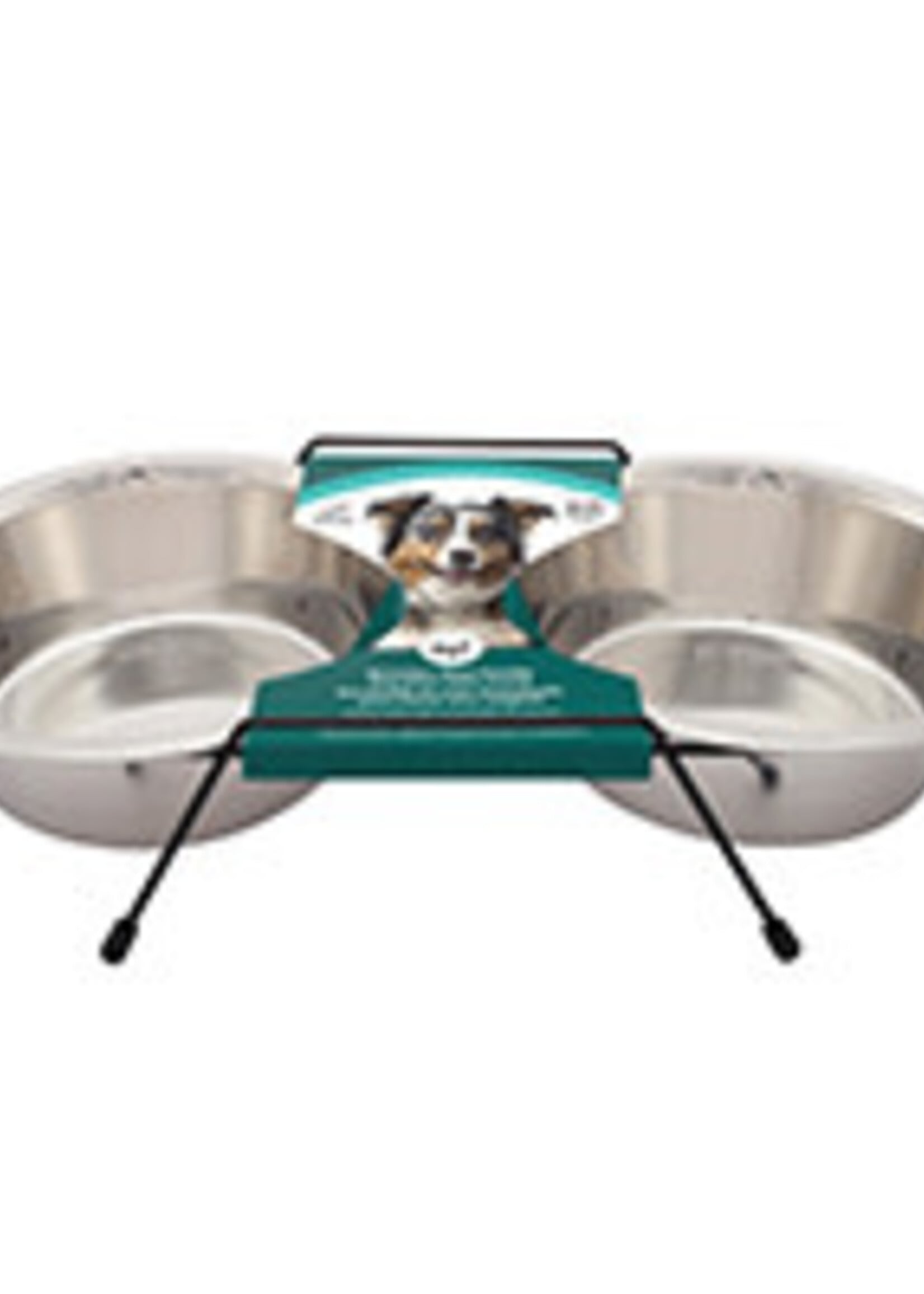 Dogit Stainless Steel Double Dog Diner, Large - with 2 x 1.5L (50 fl oz) bowls and stand Dogit