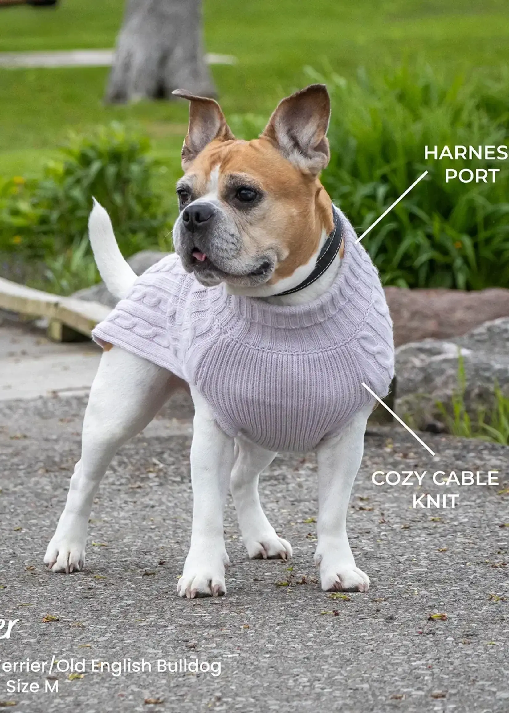 Shedrow K9 Shedrow K9 Brentwood Cable Knit Dog Sweater Orchid Ice M