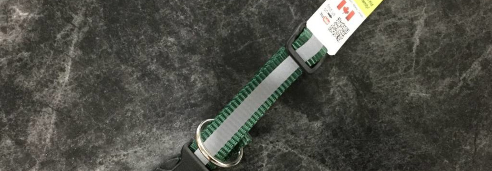 3/4" Reflective Adjustable Dog Collar with Composite Buckle Green 9-14”