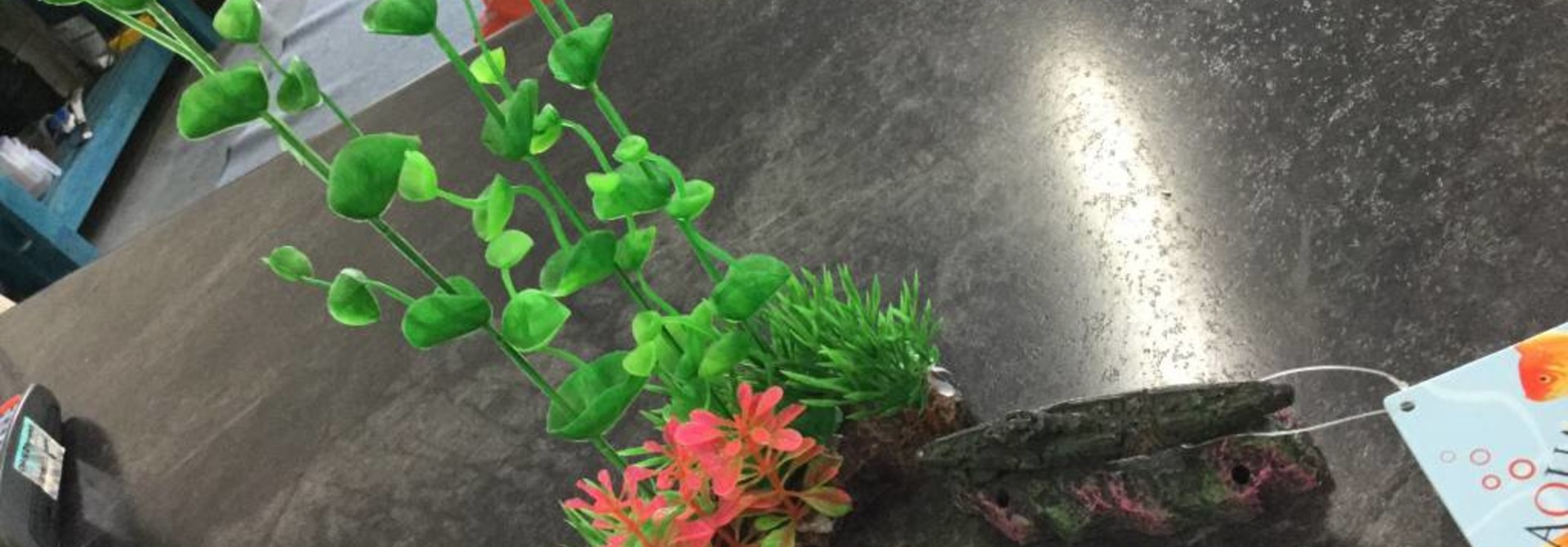 Aqua-Fit Aquarium Decoration Submarine w/plants 2pc