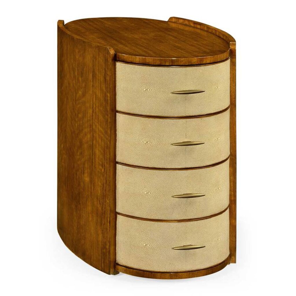 Jonathan Charles Ivory Shagreen Oval Bedside Chest Of Drawers