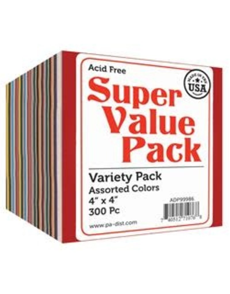 Paper Accents Super Value Variety Pack 4 x 4 Cardstock Assorted Colors 300 Piece Pack