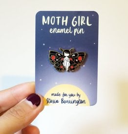 Stasia Burrington Enamel Pin Moth Girl Red