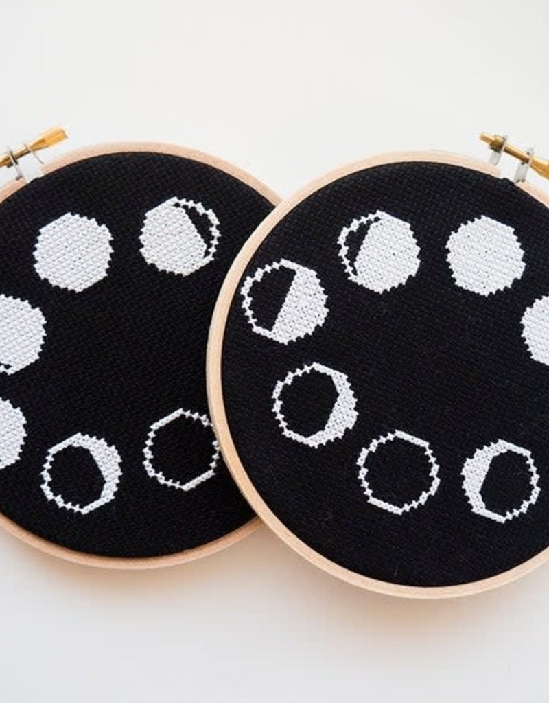 Junebug and Darlin Cross Stitch Kit Moon Phases Black