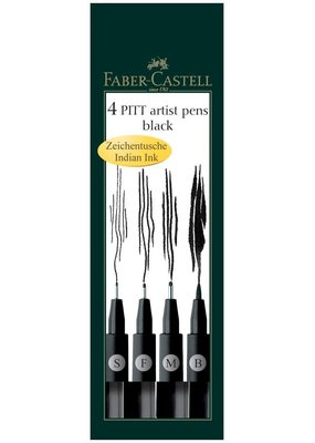 Faber-Castell Pitt Pen Black Pouch Set Of 4