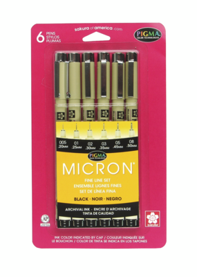 Sakura Pigma Micron 6 Pen Set Black