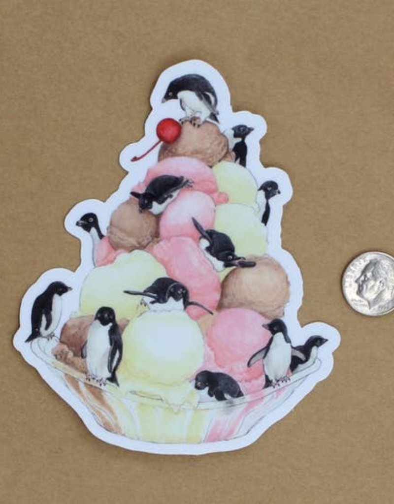 Amy Rose Moore Illustration Sticker Penguins and Ice Cream