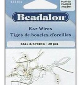 Beadalon Beadalon Ball and Spring Ear Wire Nickel Free Silver
