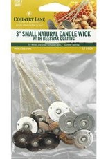 Country Lane Country Lane Candle Wick Natural 3" Beeswax Coated Small 20mm Tab