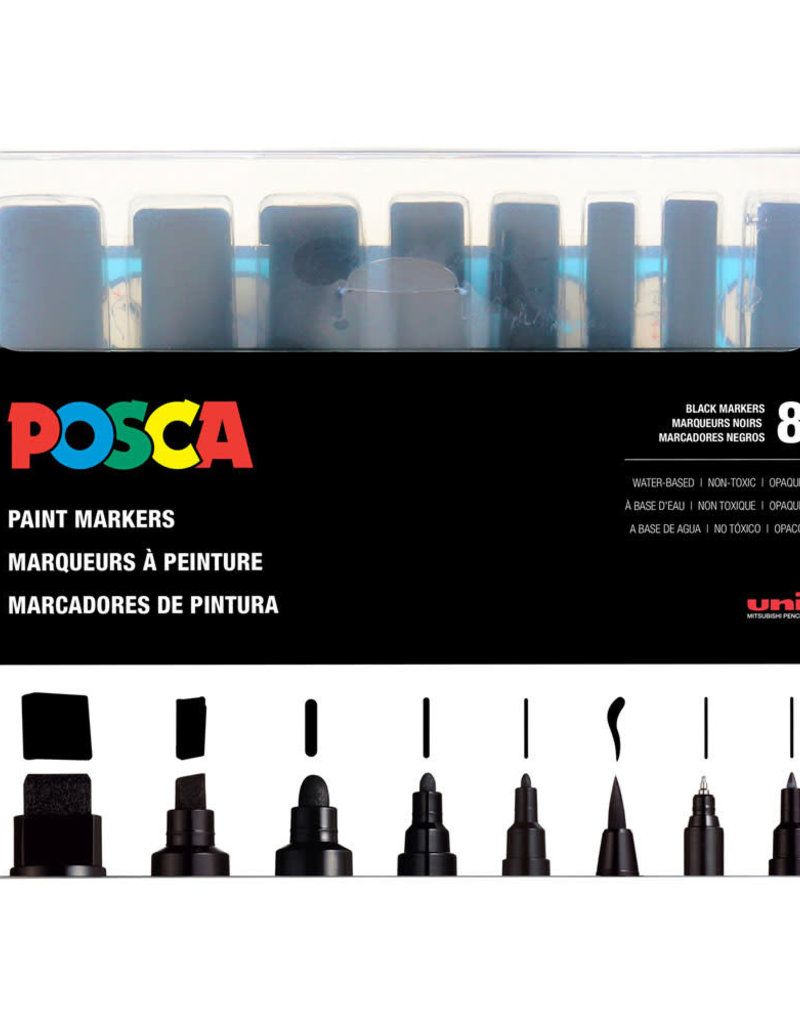POSCA POSCA Set of 8 All Black All Sizes