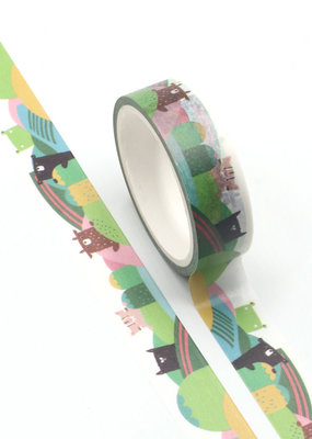 collage Washi Rolling Hills With Animals