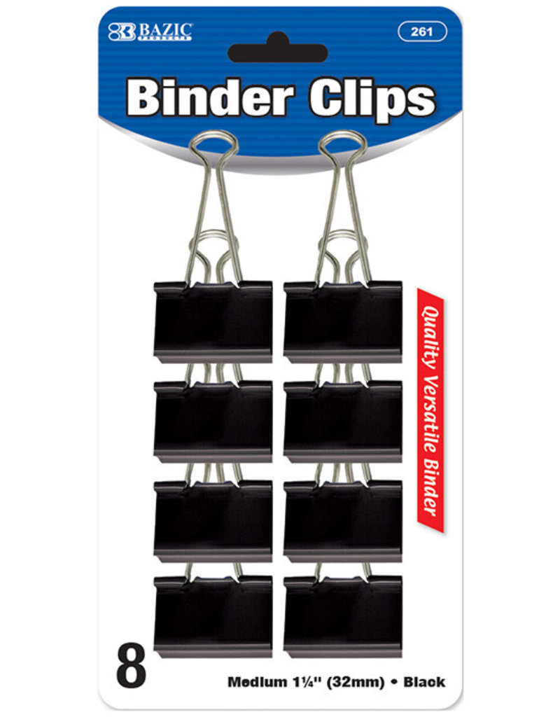 Bazic Bazic Binder Clip 1.25 Inch Black 8 Piece