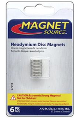 The Magnet Source Magnet Neodymium Disc 1/2 Inch 6 Piece Pack