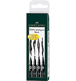 Faber-Castell Pitt Brush Pen Set 4 Assorted Nibs Black