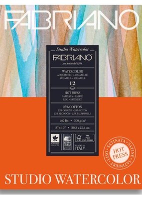 Fabriano Fabriano Studio Watercolor Pad 9 X 12 140# Hot Press 12 Sheets