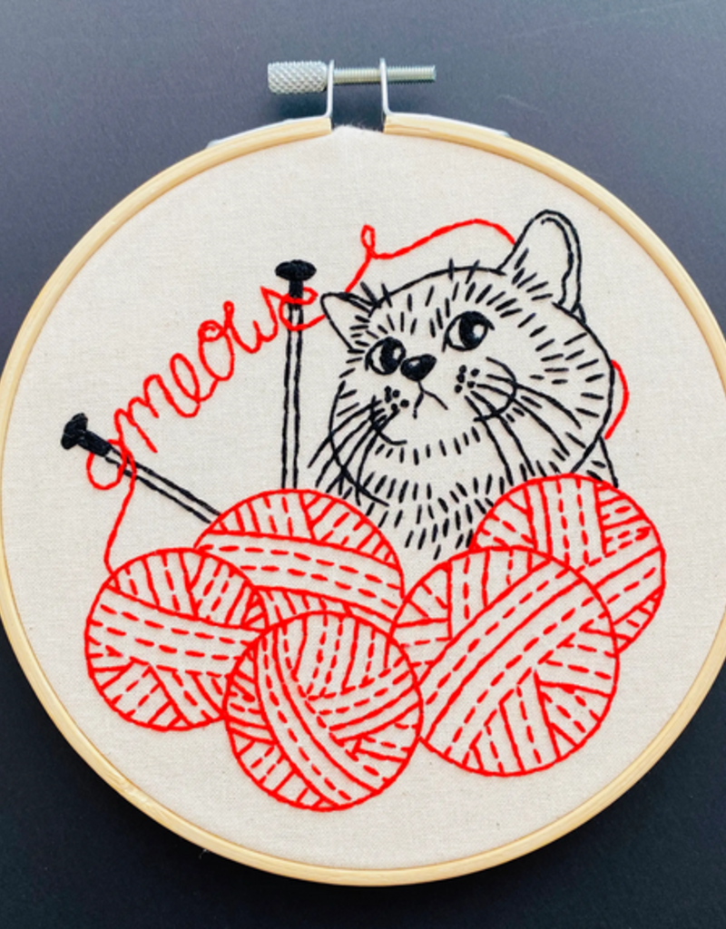 Hook, Line & Tinker Embroidery Kit Knittin' Kitten