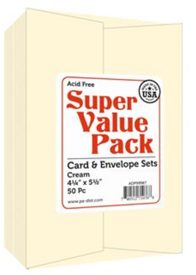 Paper Accents A2 Cards and Envelopes Set 4.25 x 5.5 Cream Super Value 50 Piece