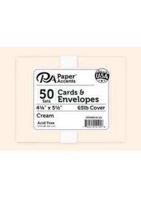 Paper Accents A2 Card and Envelope Set 4.25 x 5.5 Cream 50 pc
