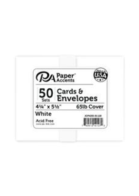 Paper Accents A2 Cards and Envelopes Set 4.25 x 5.5 White 50 pc