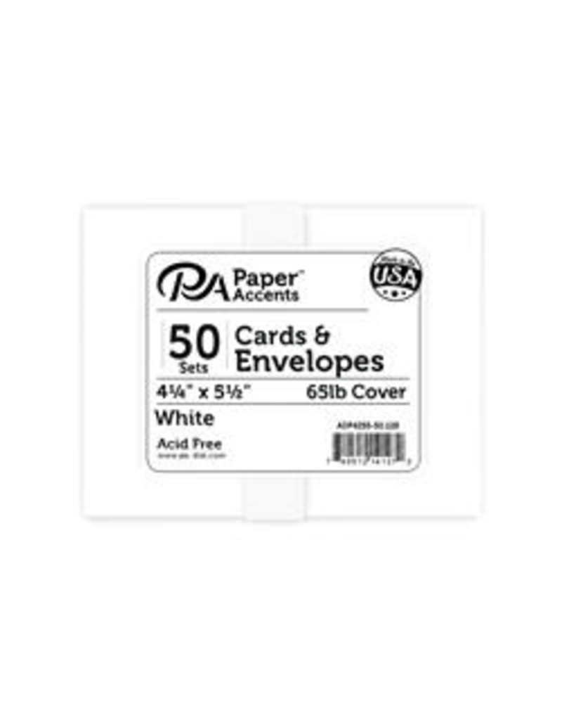 Paper Accents A2 Cards and Envelopes Set 4.25 x 5.5 White 50 pc