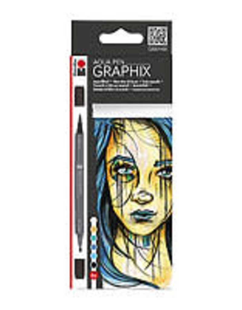 Marabu Graphix Aqua Pen 6 Color Set Metropolitan
