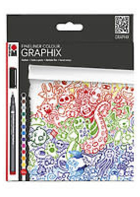 Marabu Graphix Fineliner 12-Color Set Doodle