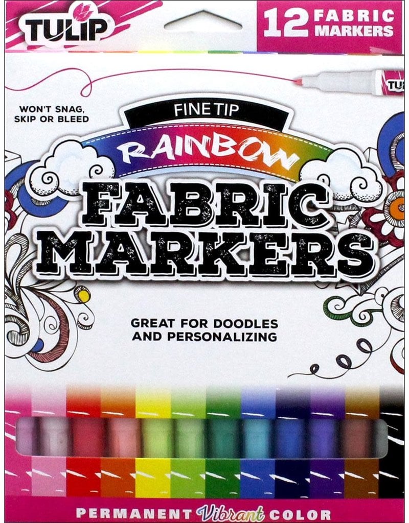Tulip Fabric Markers Fine Tip Rainbow 12 Pack