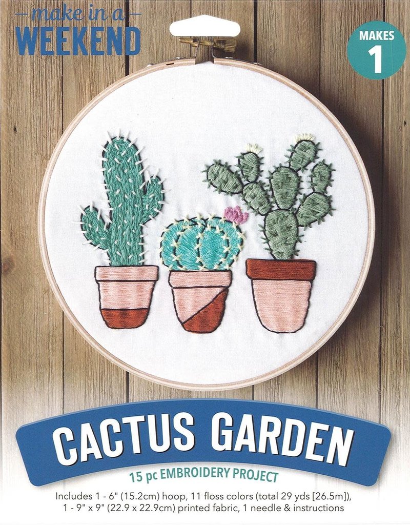 Make In A Weekend Cactus Garden Embroidery Kit Collage