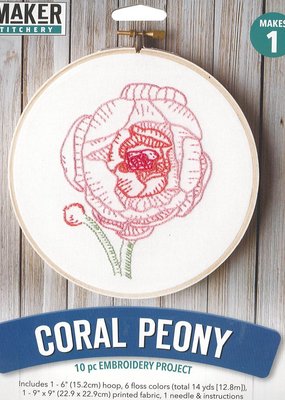 Leisure Arts Embroidery Kit Coral Peony