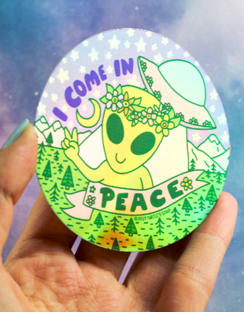 Turtle's Soup Vinyl Sticker I Come In Peace Alien