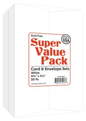 Paper Accents Card and Envelope Set 4.25 x 5.5 White Super Value 50 Piece