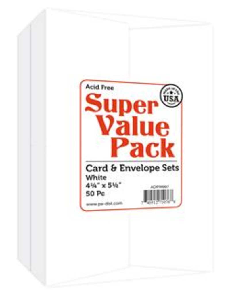 Paper Accents Card and Envelope Set 4.25 x 5.5 White Super Value 50 Piece