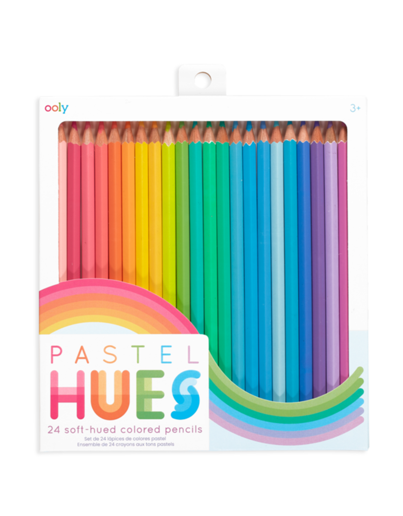 Pastel Hues Set Of 24 Colored Pencils Collage