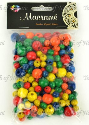 Touch of Nature Round Macrame Beads Various Sizes & Bright Colors