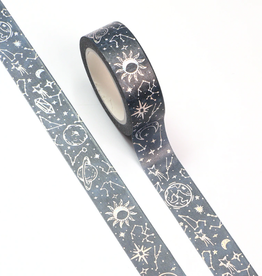 collage Washi Silver Foil Starry Sky Moon Stars