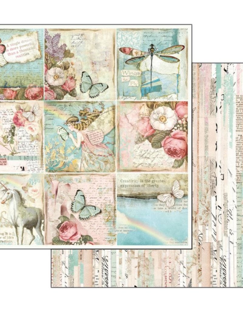 Stamperia 12 x 12 Decorative Paper Wonderland Butterflies & Unicorns