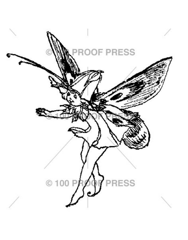 100 Proof Press Stamp Girl Fairy Looking Left