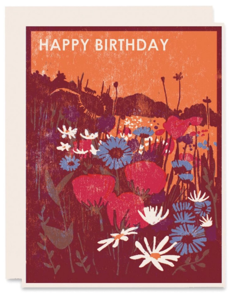 Heartell Press Card Wildflowers Happy Birthday