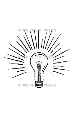100 Proof Press Stamp Shining Lightbulb