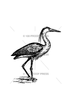 100 Proof Press Stamp Wading Heron