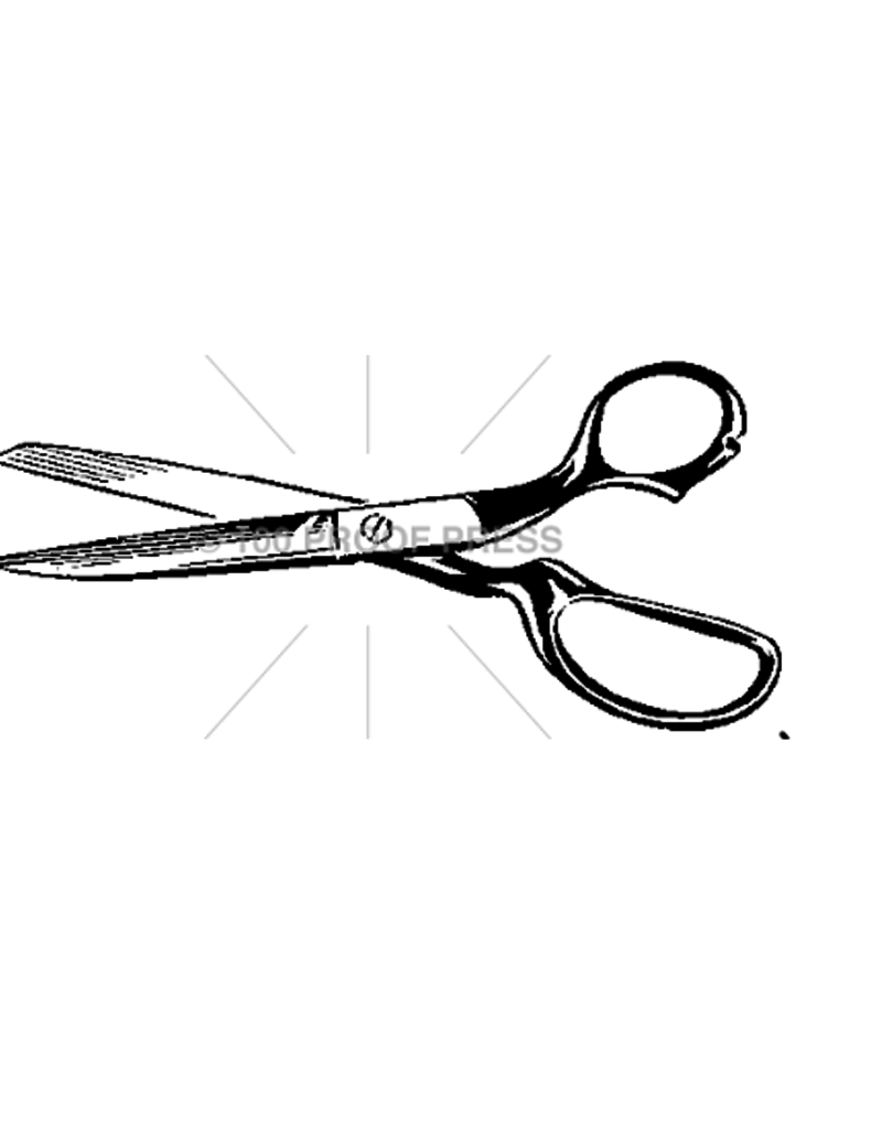 100 Proof Press Stamp Open Scissors Dark Handle