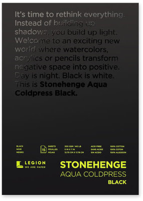 Legion Paper Stonehenge Aqua Coldpress Black 5 x 7